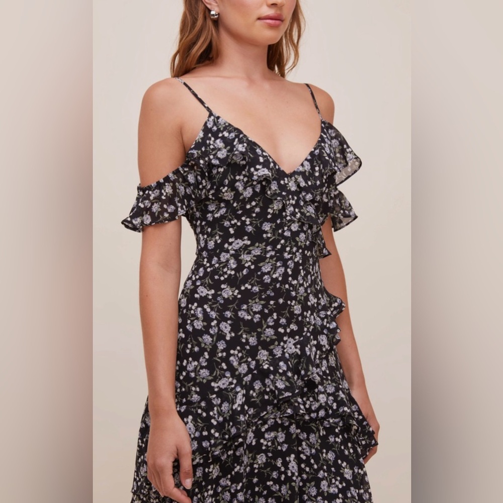 ASTR The label At First Sight Dress, Black/White Multi Floral, MEDIUM
